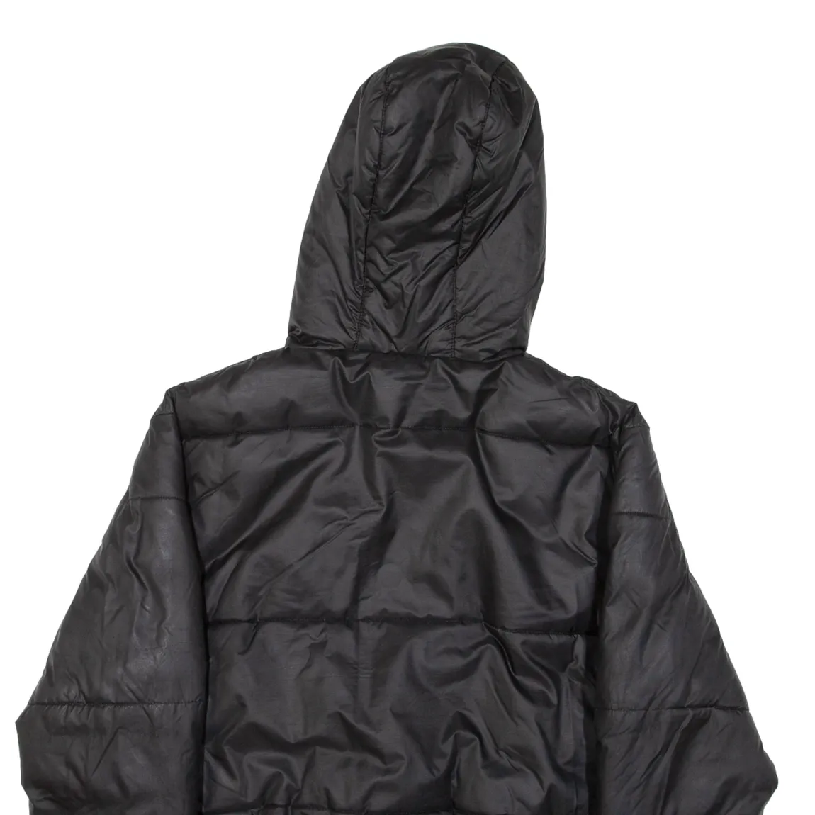 ELLESSE Insulated Cropped Womens Puffer Jacket Black Hooded UK 4