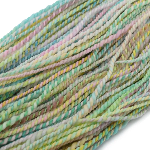 Hand Spun Superwash Merino Wool Chunky Yarn in Green Rainbow 13132D