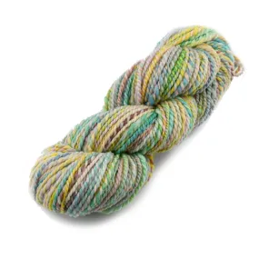 Hand Spun Superwash Merino Wool Chunky Yarn in Green Rainbow 13132D