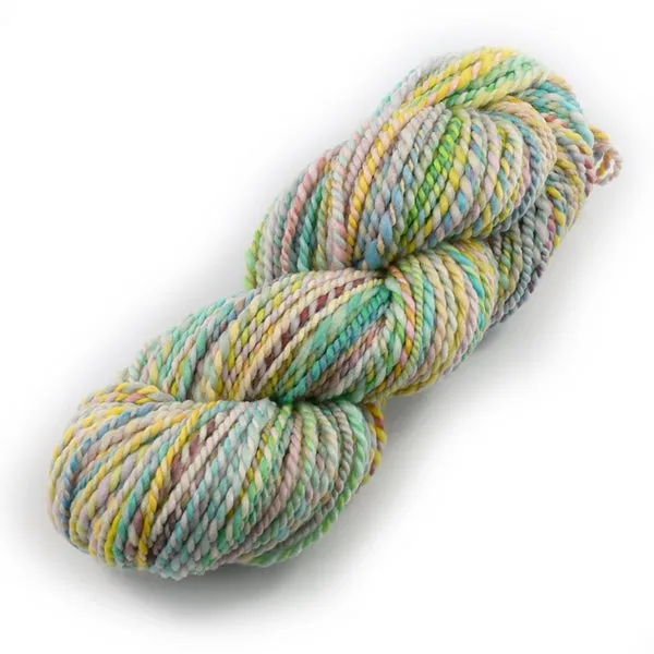 Hand Spun Superwash Merino Wool Chunky Yarn in Green Rainbow 13132D