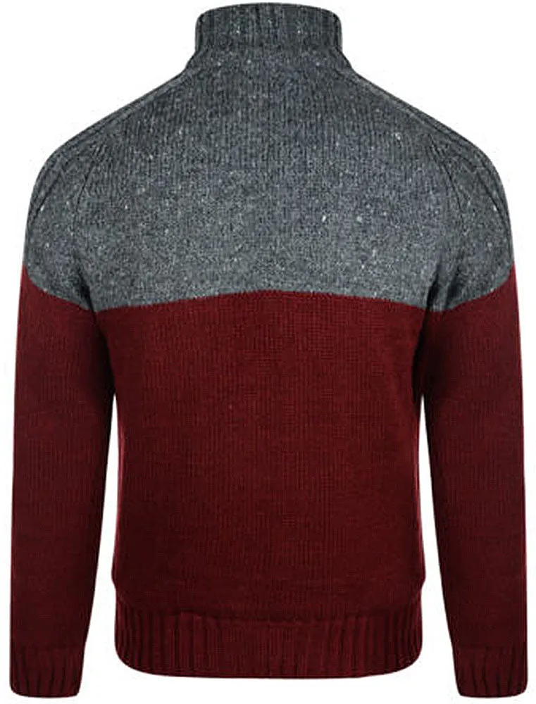 Heavy Knit Jacket in Oxblood- Dissident