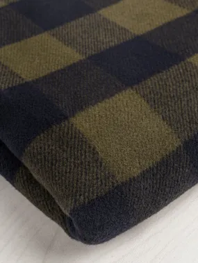 Large Buffalo Check Polar Fleece Deadstock - Olive   Navy