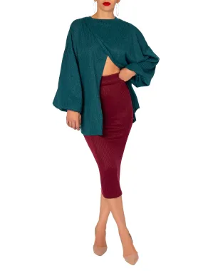 "Alexandria" Hunter Green Open Slit Top