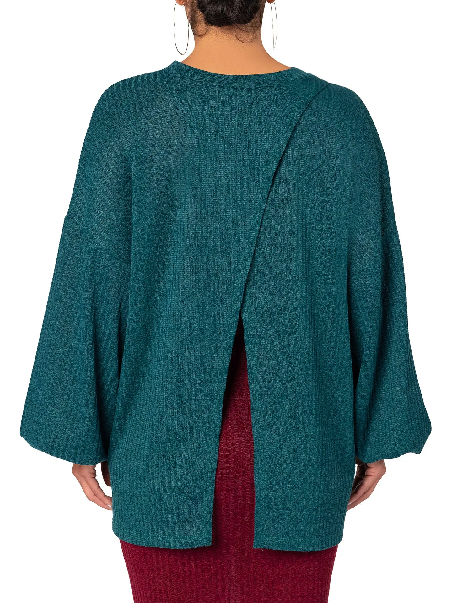 "Alexandria" Hunter Green Open Slit Top