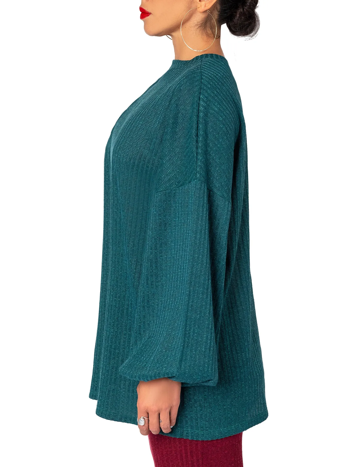 "Alexandria" Hunter Green Open Slit Top