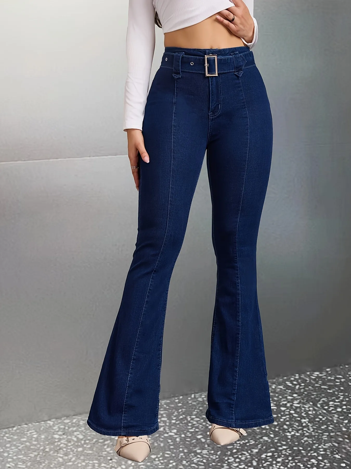 Retro High-Waisted Bell-Bottom Jeans for Women